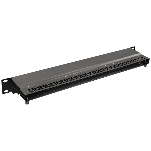 Panel krosowy 19" 48-portowy z uchwytem na kable