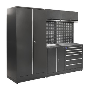Zestaw regałów sciennych warsztatowych, garażowych MODUL L-03-004 S (prawy zlew) op