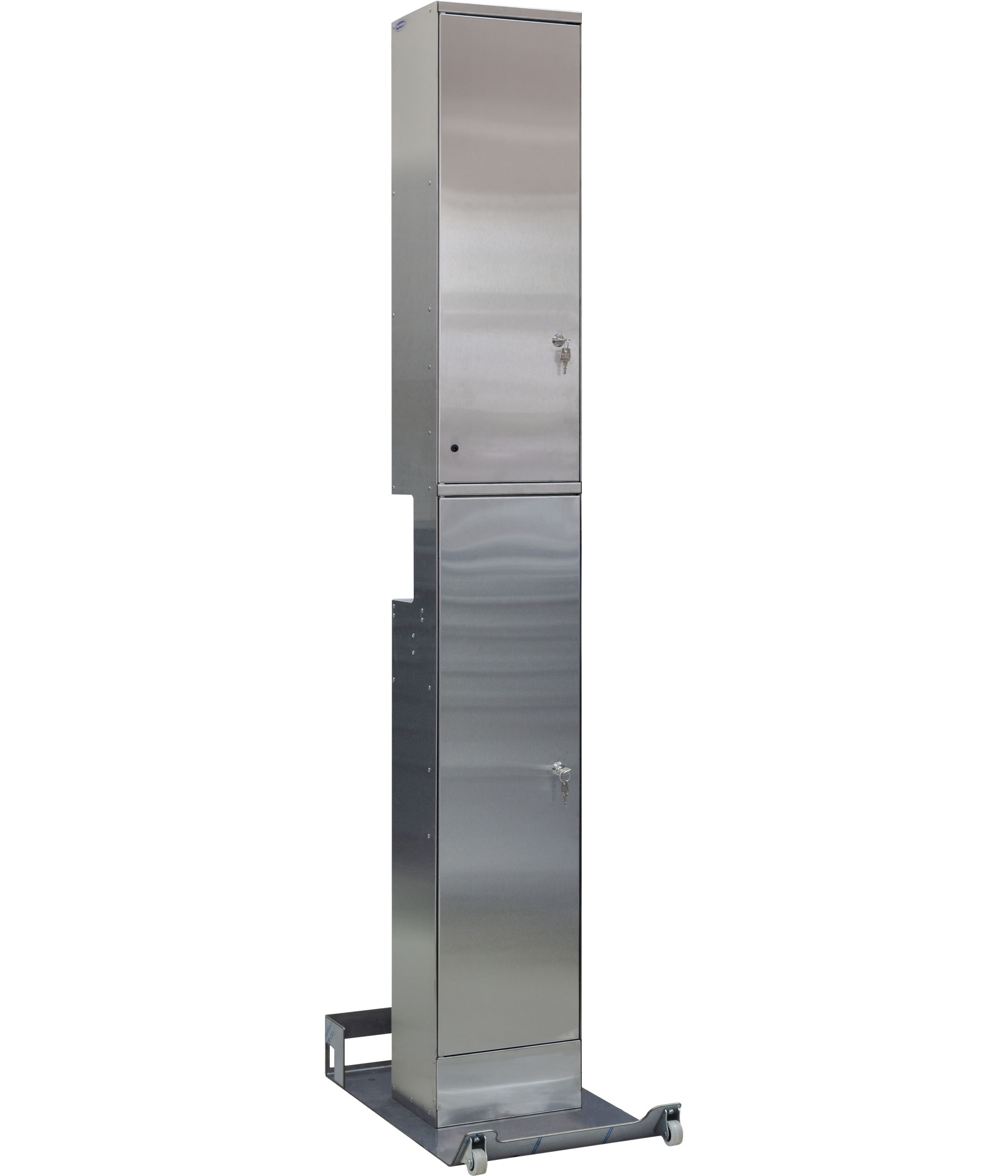 The back side of the stainless hand disinfection rack GSN-19